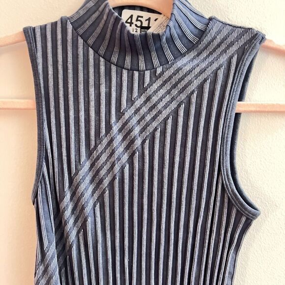 Forever 21 Gray Blue Mock Neck Bodycon Maxi Dress Small Ribbed Sexy Pencil - Picture 3 of 7